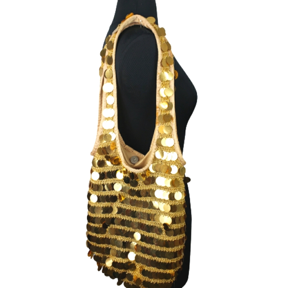 Large Hobo Fabric Large Gold Sequin Purse